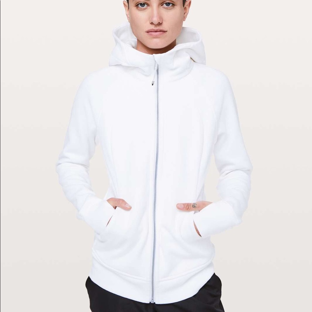 White Scuba hoodie full length